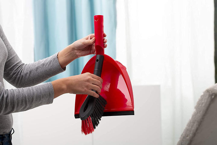 Vileda - 2-in-1 Dust Pan & Brush Set with Ergonomic Design and Rubber Lip