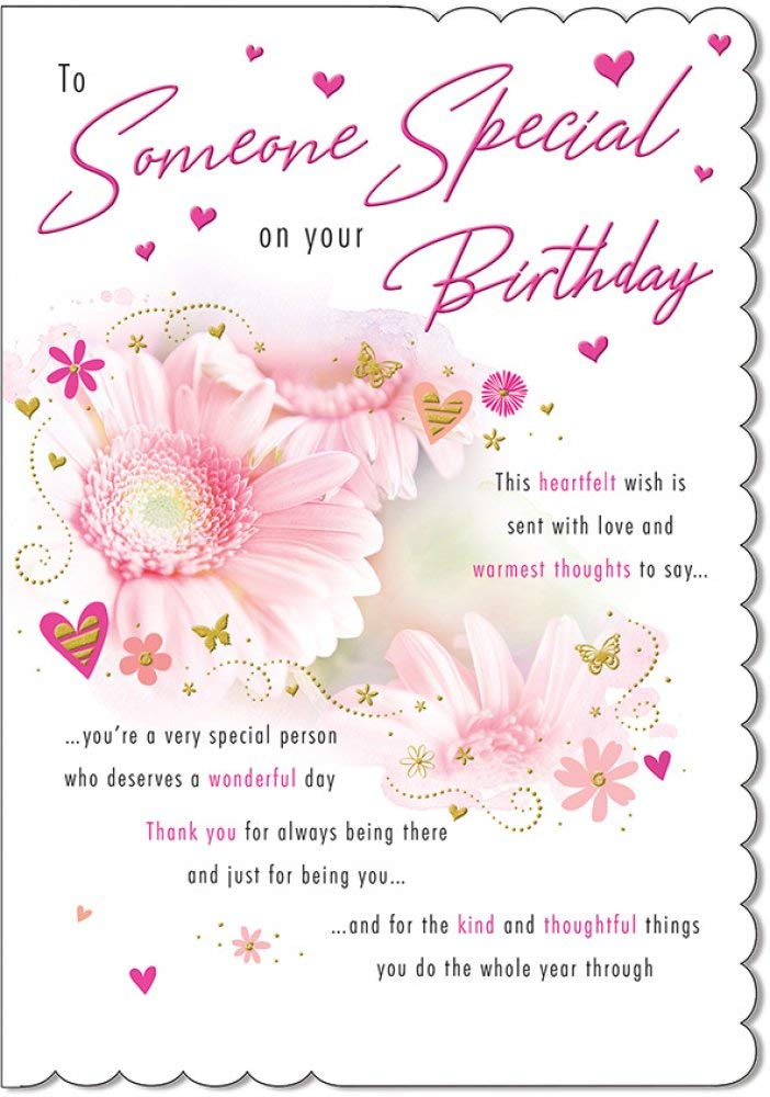 Piccadilly Greetings Traditional Birthday Card for Someone Special | 9 x 6 Inches | Pink
