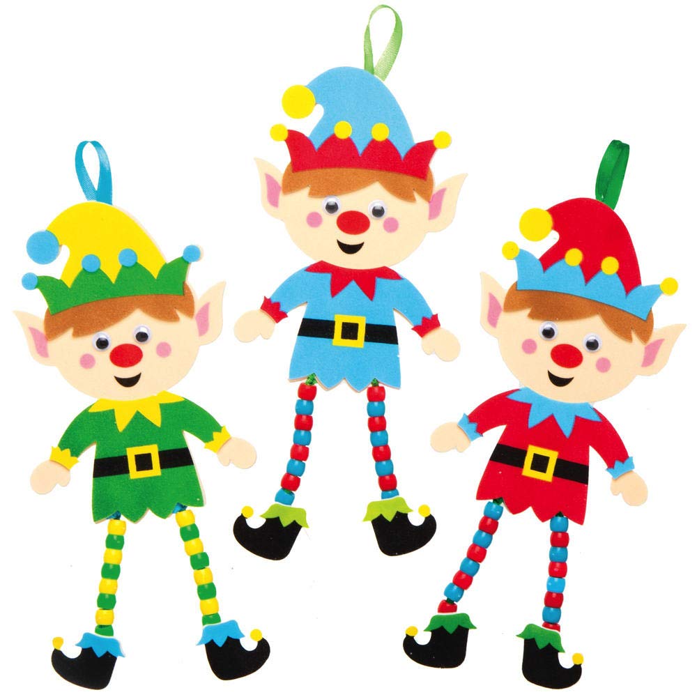 Baker Ross AX398 Christmas Tree Elf Decoration Kits - Pack of 5, DIY Craft Ornaments 3