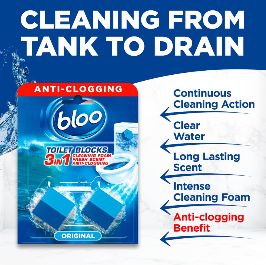 Bloo Toilet Blocks - Pack of 14 | Prevents Limescale | Original Scent | 700g 2