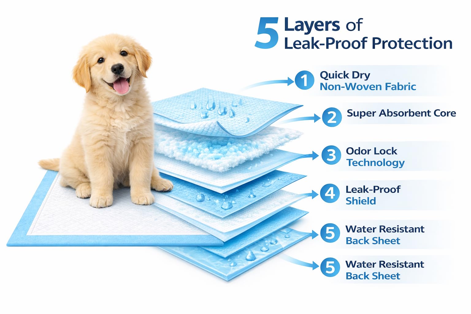 1ABOVE Heavy Duty Super Absorbent Training Pads | 60X45CM, 50 Count, Blue 3