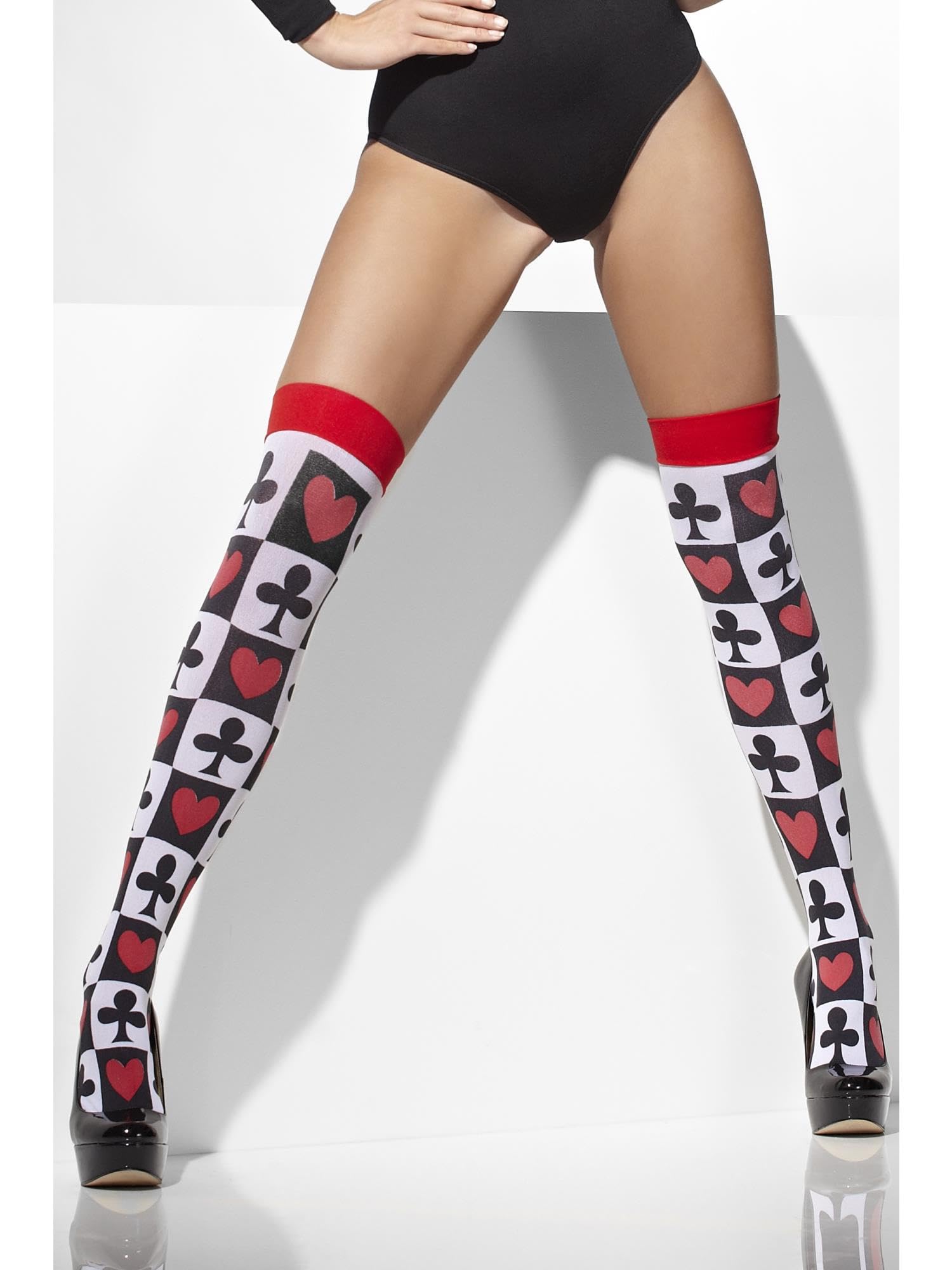 Smiffys Opaque Hold-Ups with White Poker Pattern – Fever Hosiery Fancy Dress Accessory 2