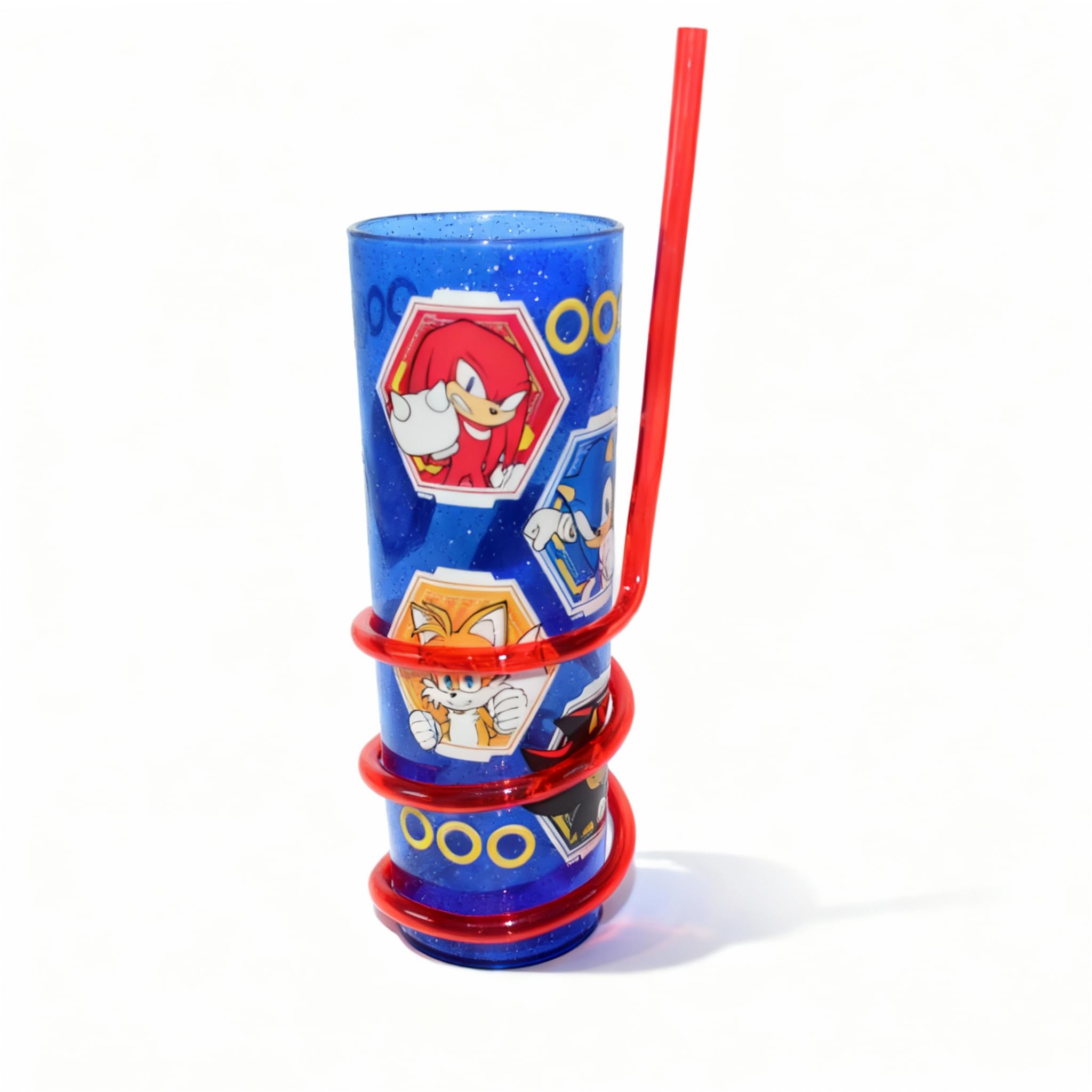 HOX Sonic the Hedgehog Hexagon Swirl Straw Tumbler - 300ML | BPA-Free Plastic | Blue