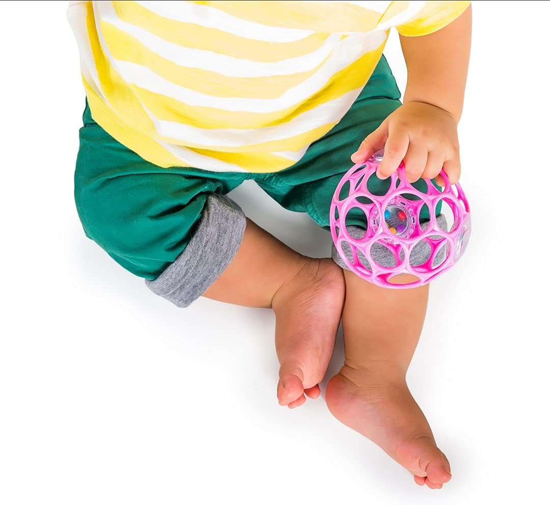 Bright Starts Oball Rattle Easy-Grasp Toy - Pink, Newborn+ 3