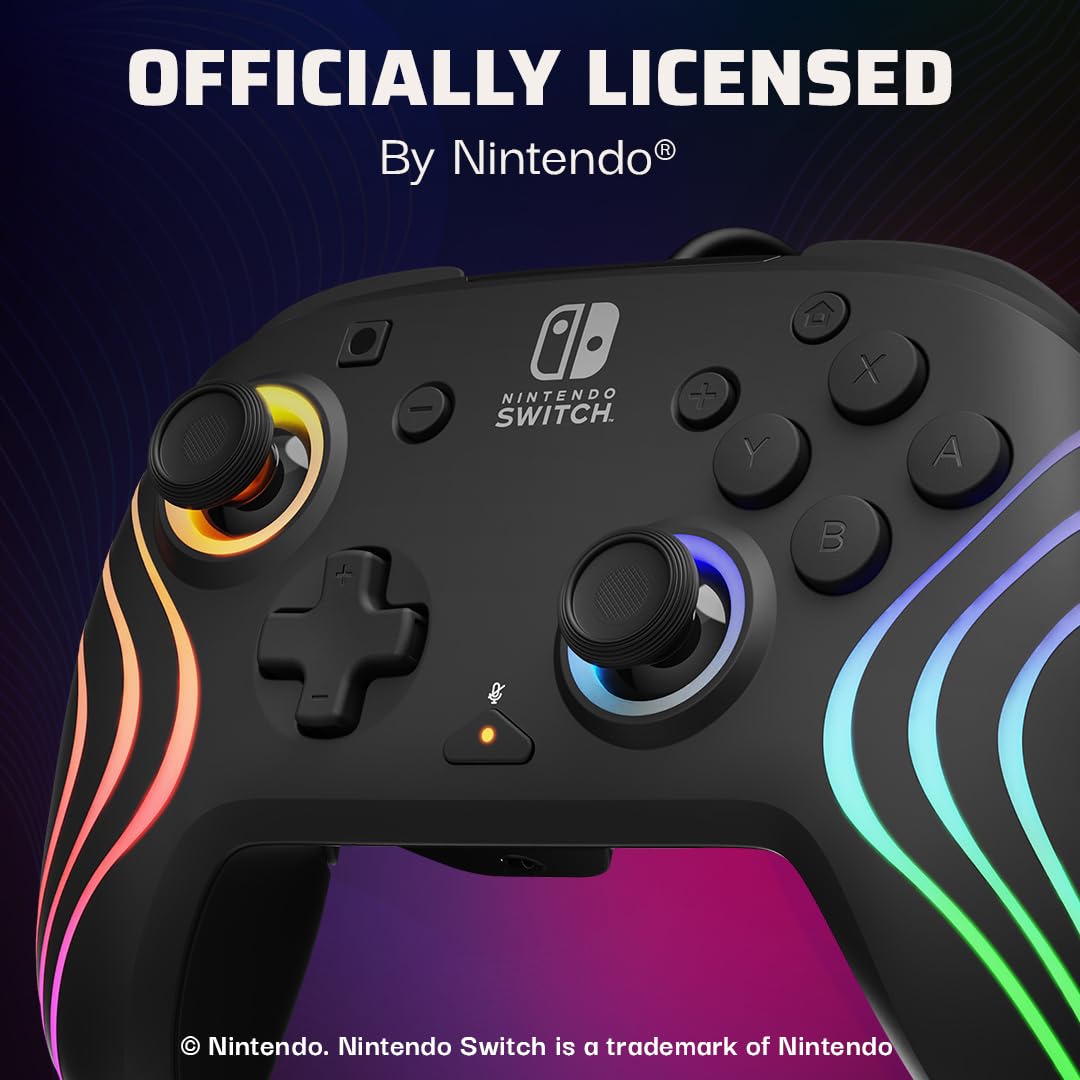 PDP Afterglow Wave Wired Controller for Nintendo Switch - Black | RGB Lighting 2