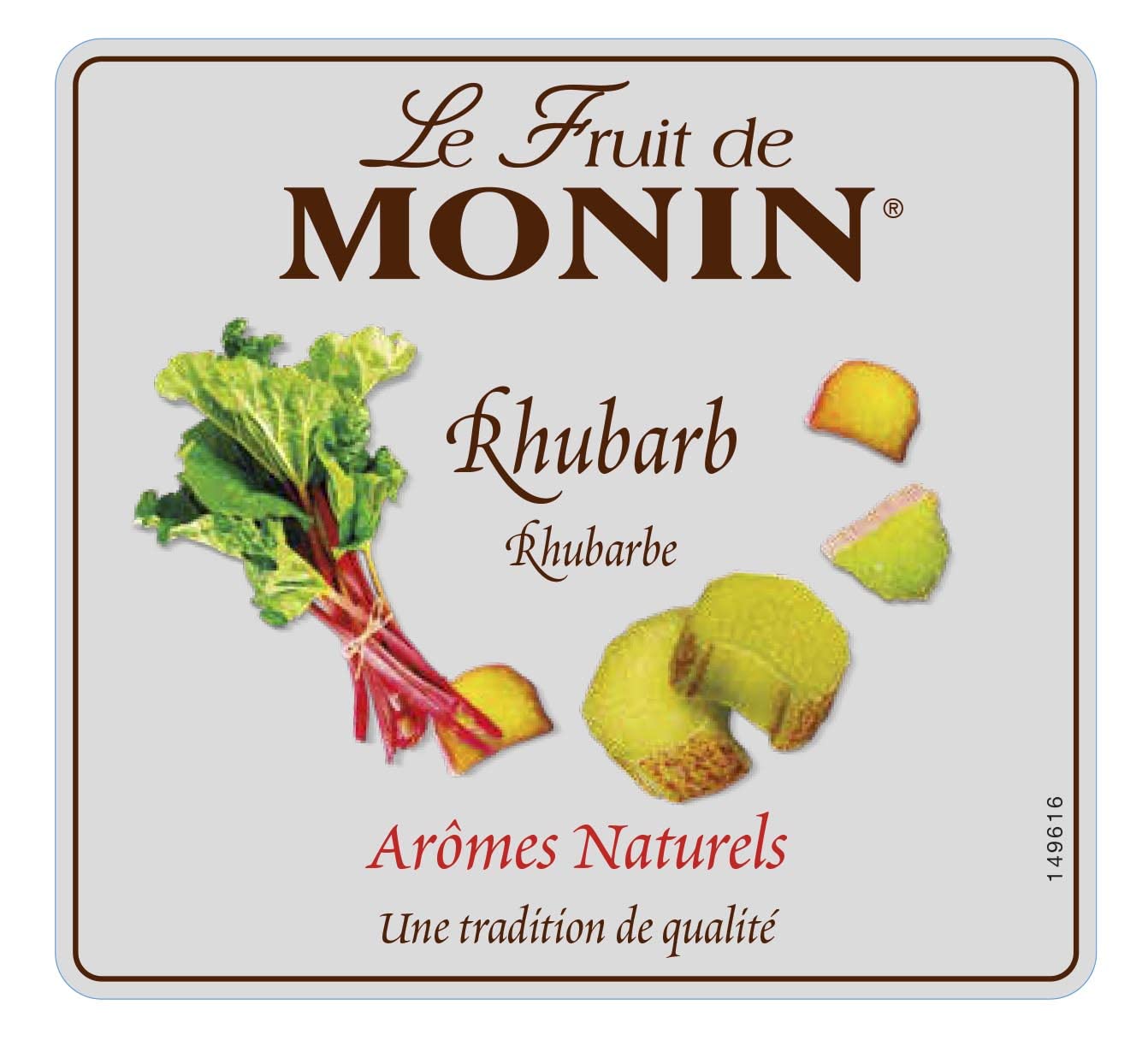 Monin Rhubarb Fruit Mix Puree - 1 Litre | 50.1% Rhubarb | Vegan & Kosher
