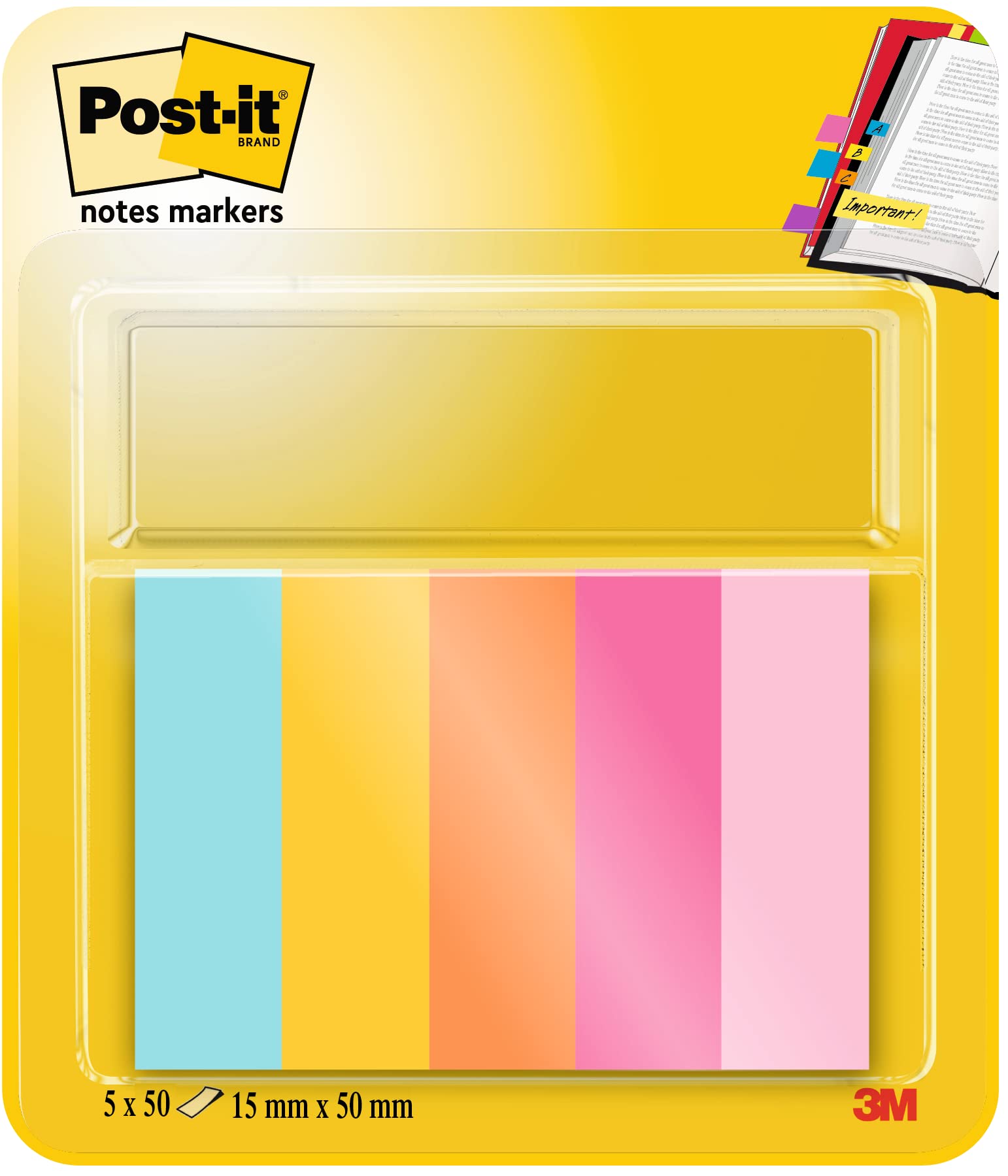 Post-it Notes Markers - Beachside Colour Collection | 15 mm x 50 mm | 5 Pads of 50 Sheets