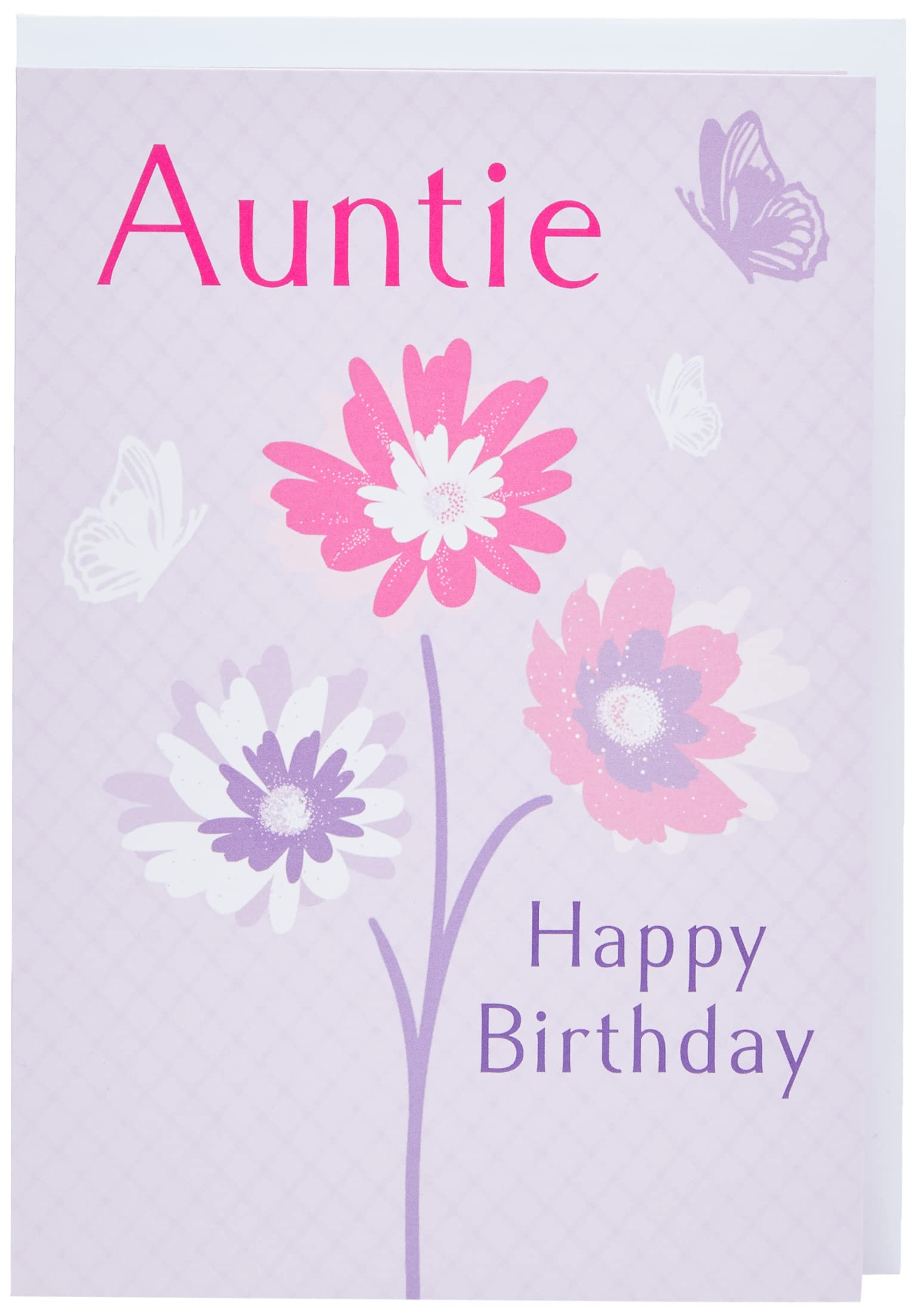 Piccadilly Greetings Traditional Birthday Card for Auntie - 7 x 5 Inches, Purple/Pink/White/Peach 1