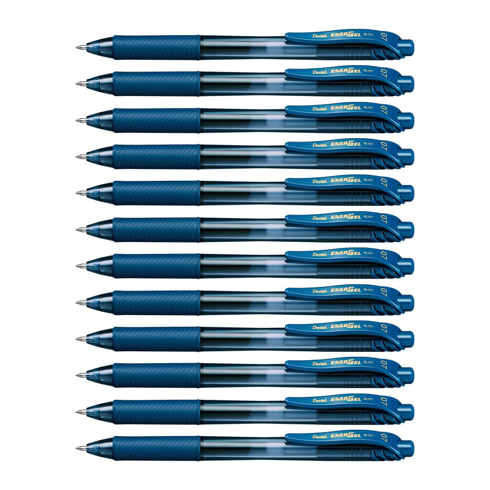 Pentel EnerGel X Retractable Gel Pen - 0.7mm Tip - Blue Black Ink - Pack of 12