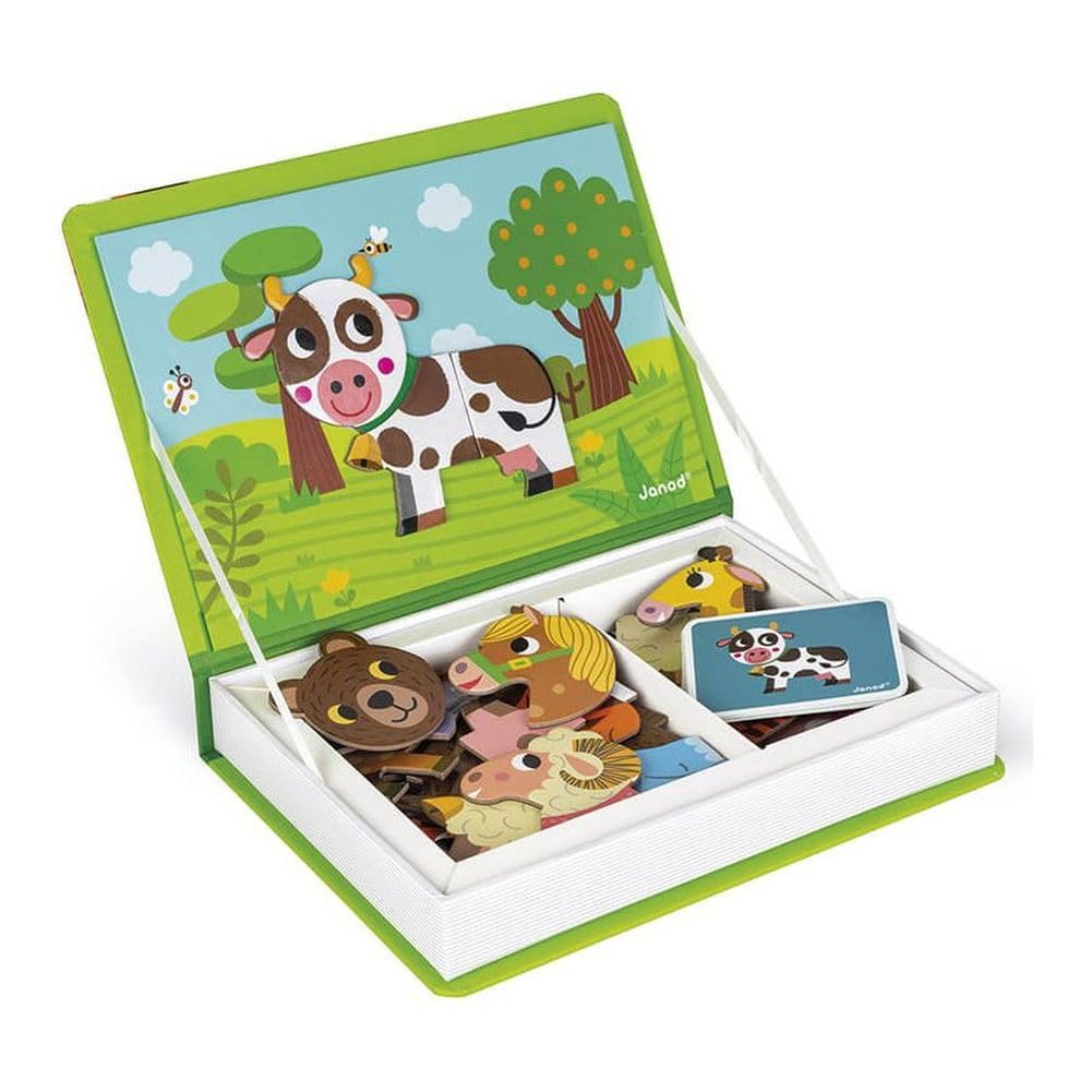 Janod MagnetiBook Animals Educational Magnetic Game | Ages 3-8 | Includes 30 Magnets