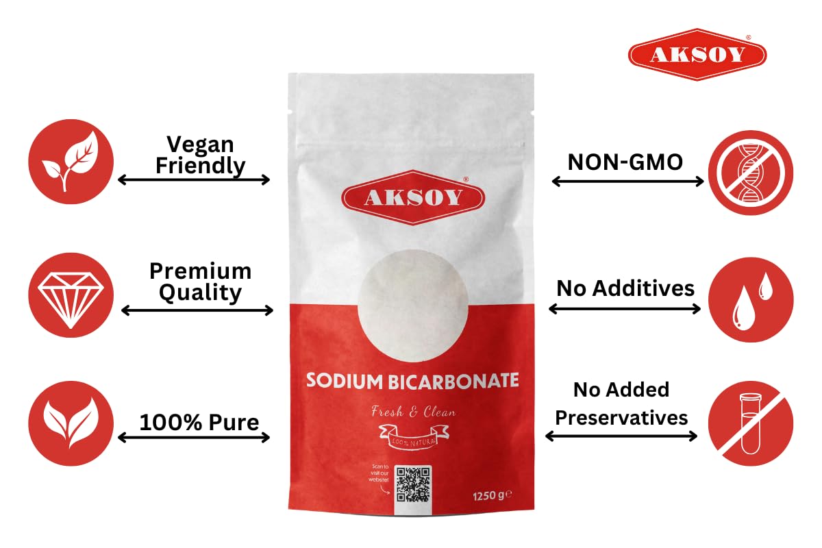 AKSOY Pure Bicarbonate of Soda - Food Grade Sodium Bicarbonate Powder | 1250GR 3