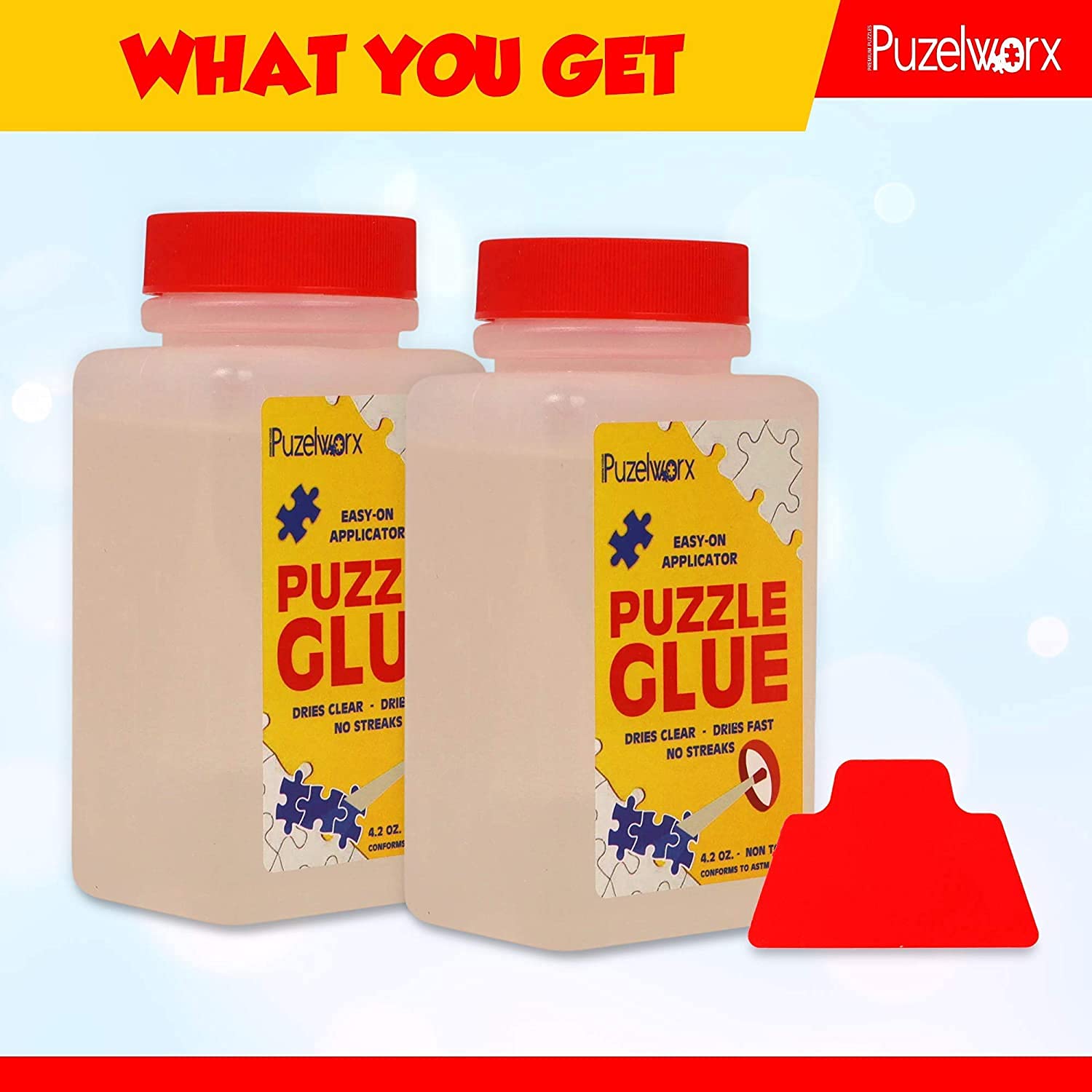 Playkidiz PuzzleWorx-Glue Non-Toxic Jigsaw Puzzle Glue - 2-Pack 248 mL with Scraper 2