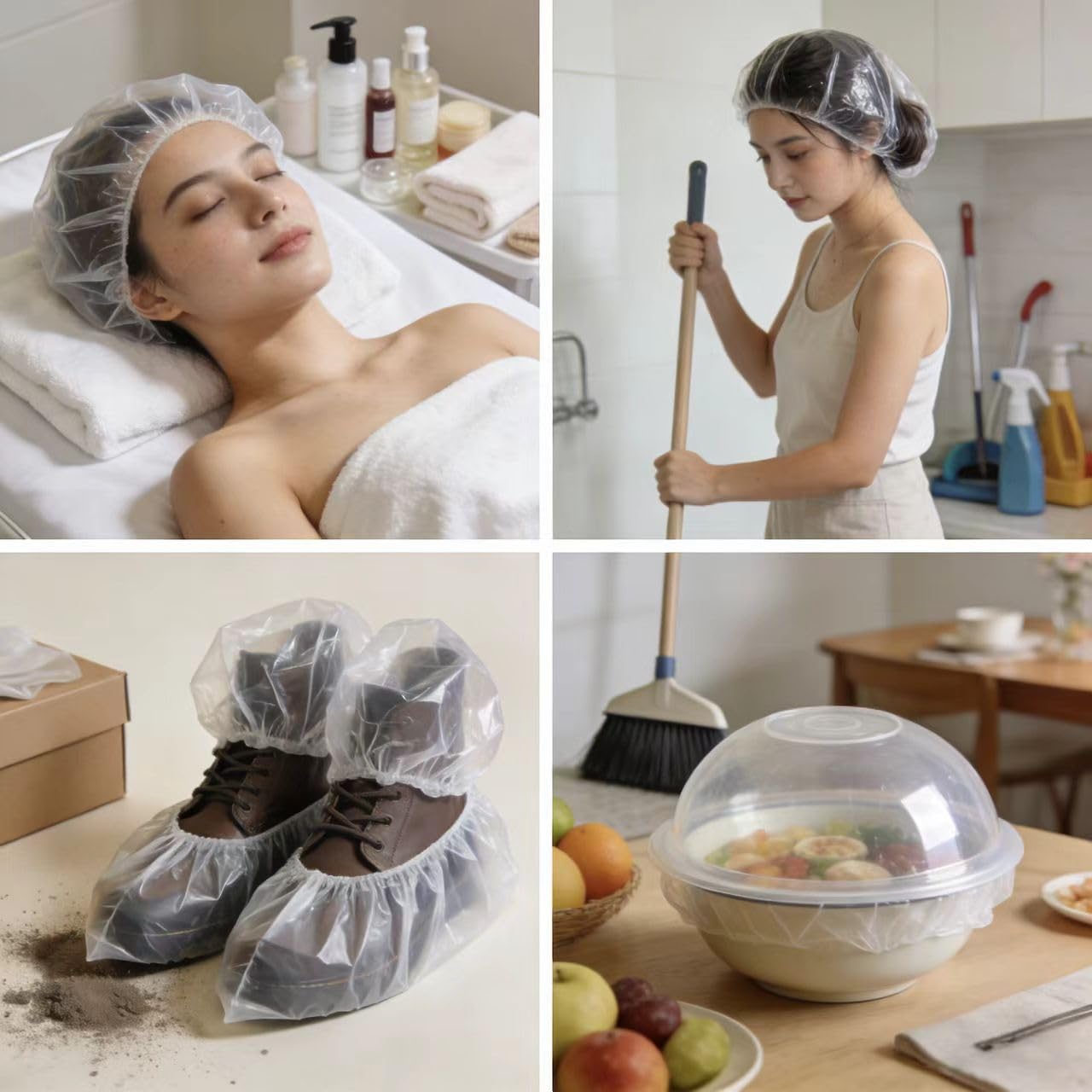 Muexoee 100 Pcs Disposable Shower Caps - 42cm Large Waterproof | Elastic Fit 5