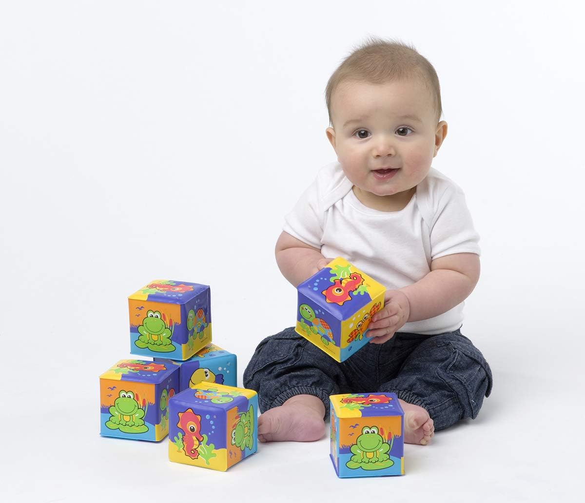 Playgro Bathtime Soft Blocks - 6-Piece Stacking Set with Animal Figures for 6 Months+ 6