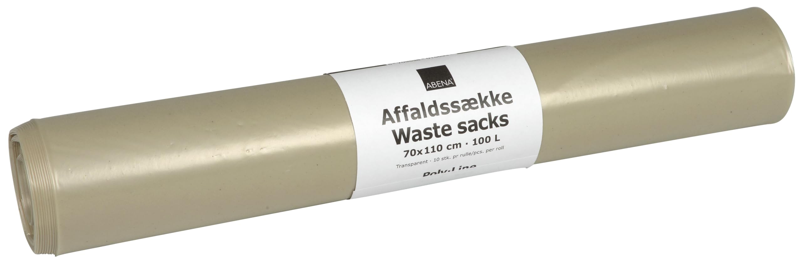ABENA Heavy Duty Clear Bin Bags - 100L Capacity, Leak Resistant, Roll of 10