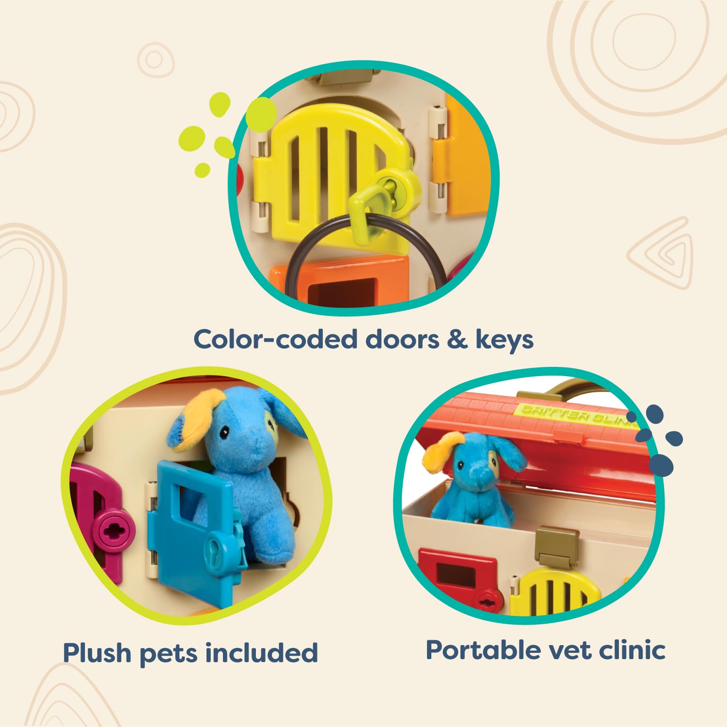 B. toys Critter Clinic Vet Set - 9 Pieces | Toy Veterinarian Playset | Ages 2+