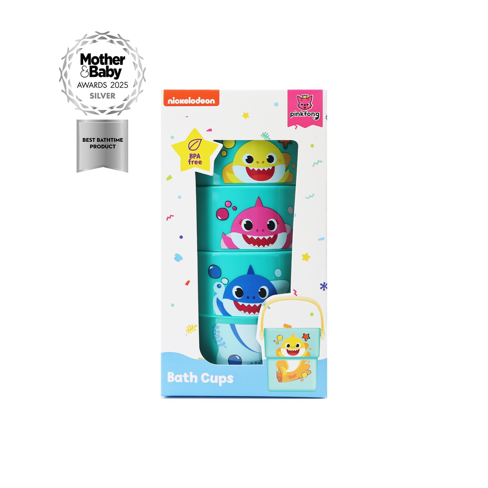 Baby Shark Bath Toys - 3 Pack Stackable Animal Print Cups | Ages 6M+ 2