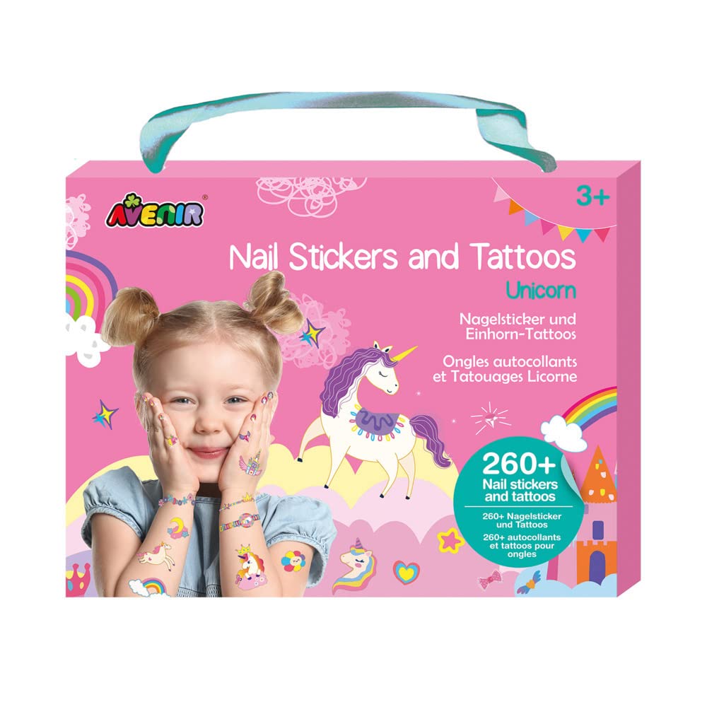 Avenir Unicorn Temporary Tattoos & Nail Stickers Set for Kids Ages 3+ | 260+ Decals 4