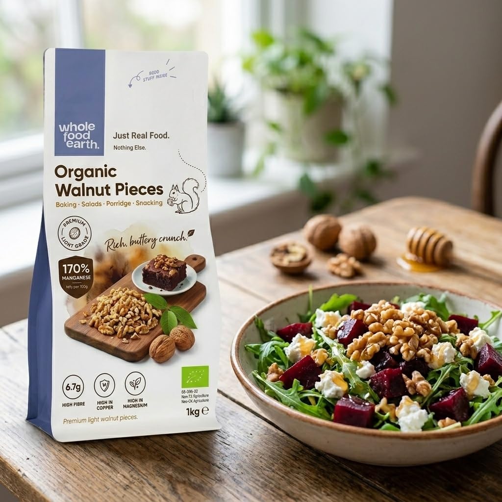 Wholefood Earth Organic Large Walnuts Pieces - Raw | Skin-On | 1kg 4