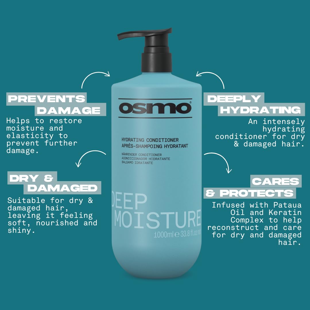 Osmo Deep Moisture Conditioner - Keratin Complex & Pataua Oil | Deep Hydration | 1000ml