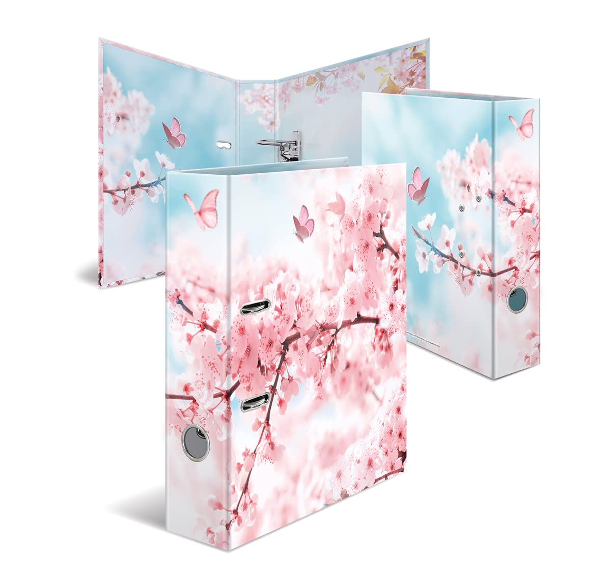 HERMA 19556 Ring Binder - A4, 70mm Wide, Cherry Blossom Motif | Cardboard Metal 4