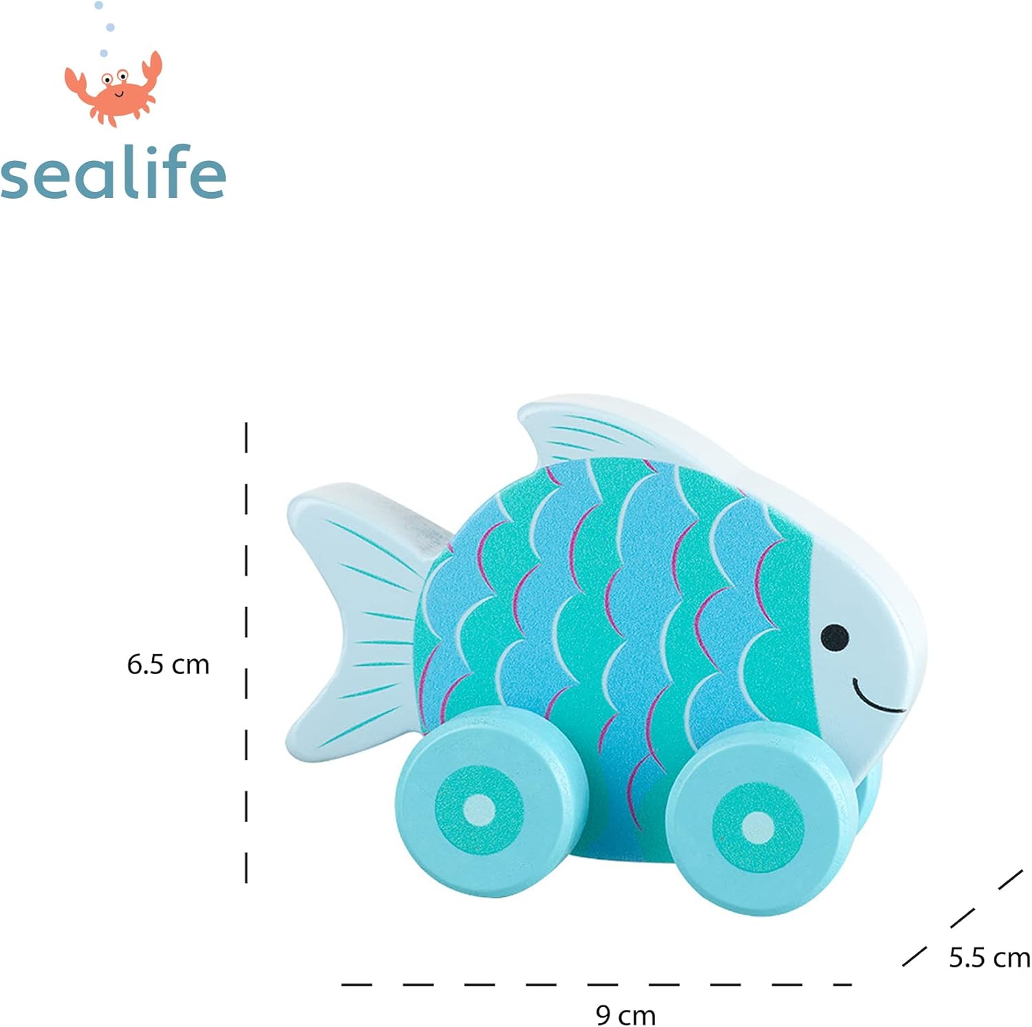 Orange Tree My First Wooden Toy Cars - Fish Push Toy Vehicle for 1 Year Old Toddlers