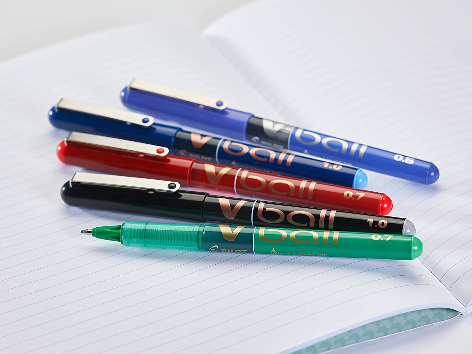 PILOT Set of 3 V-Ball 07 - Ball balls with liquid ink - black - medium tip