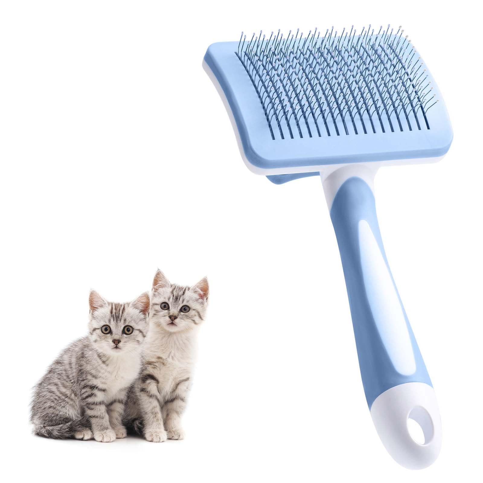 Vinabo Self-Cleaning Pet Slicker Brush for Dogs and Cats - Reduces Shedding 90% | Blue