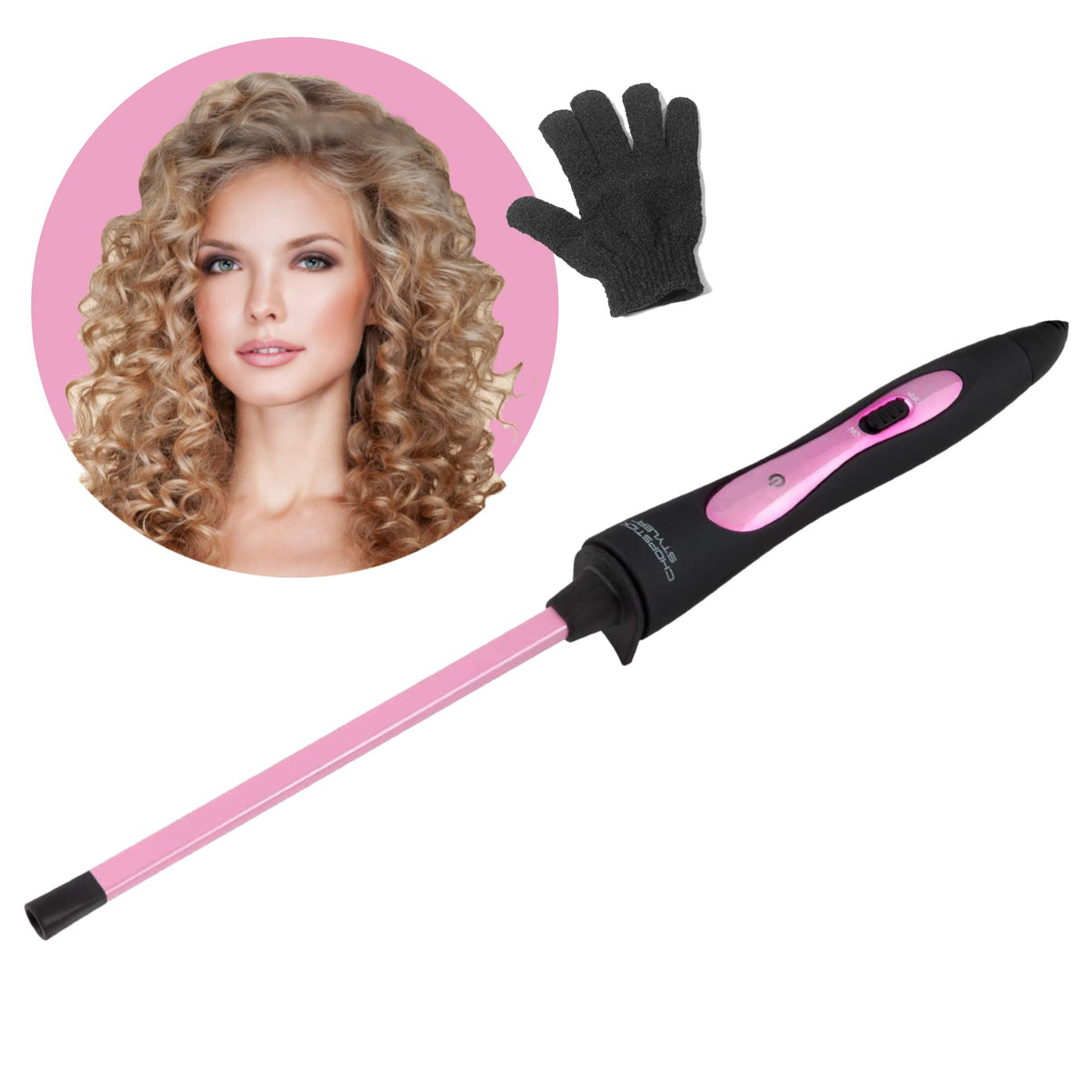 CHOPSTICK STYLER Heroine Curling Wand - 7 x 10 mm Ceramic Barrel, Pink