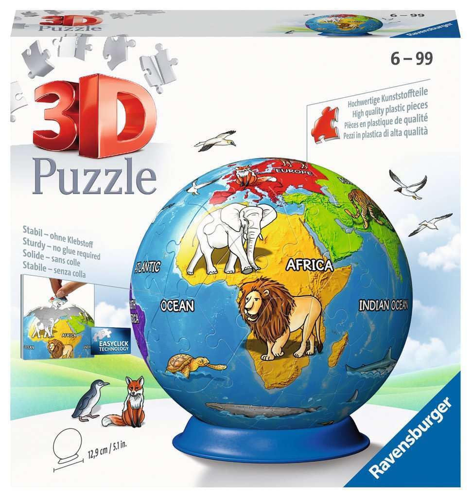 Ravensburger Children's Globe 3D Puzzle - 72 Pieces | Ages 6+ | 13cm Diameter 1