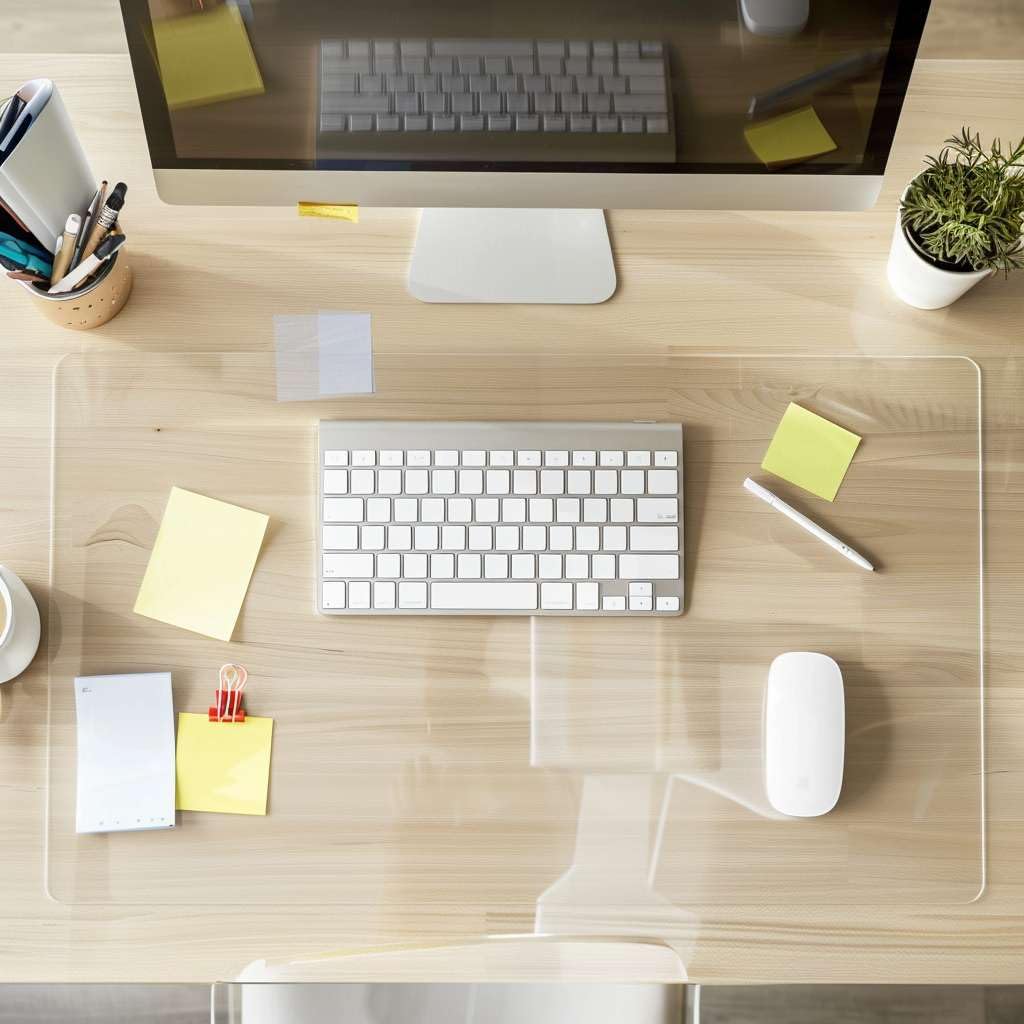 Nicoman PVC Clear Desk Mat - 60x30 cm | 2mm Thick | Non-Slip | Water & Oil Resistant 1