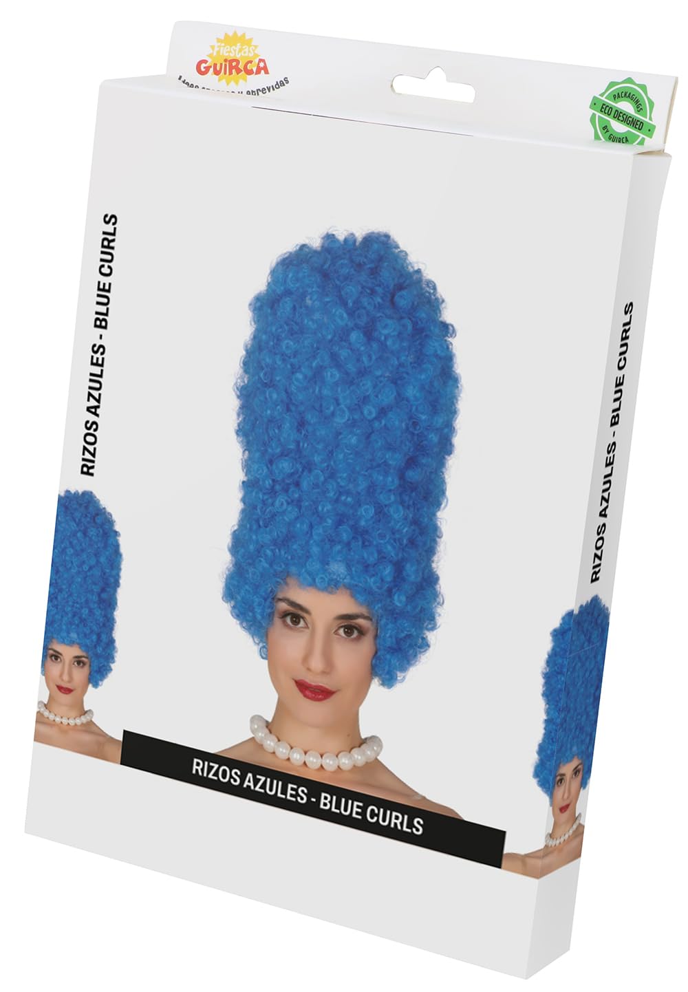 FIESTAS GUIRCA | Blue Curly Wig (15.7 in) - Fancy Dress Accessory for Themed Parties and Video Game Cosplay - Ideal for Adult Women at Halloween and Carnival - Blue 2