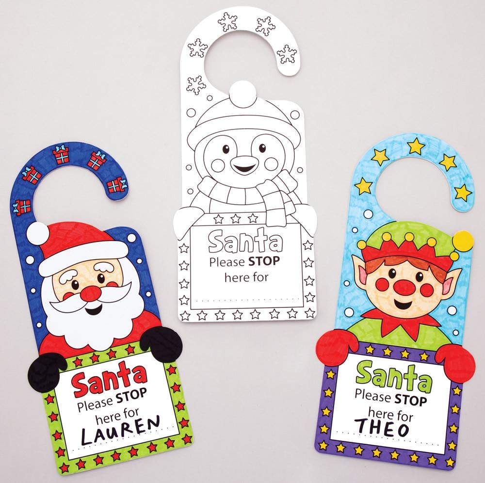 Baker Ross Christmas Colour In Door Hangers - Pack of 10 | Festive Arts and Crafts | 25cm x 10cm