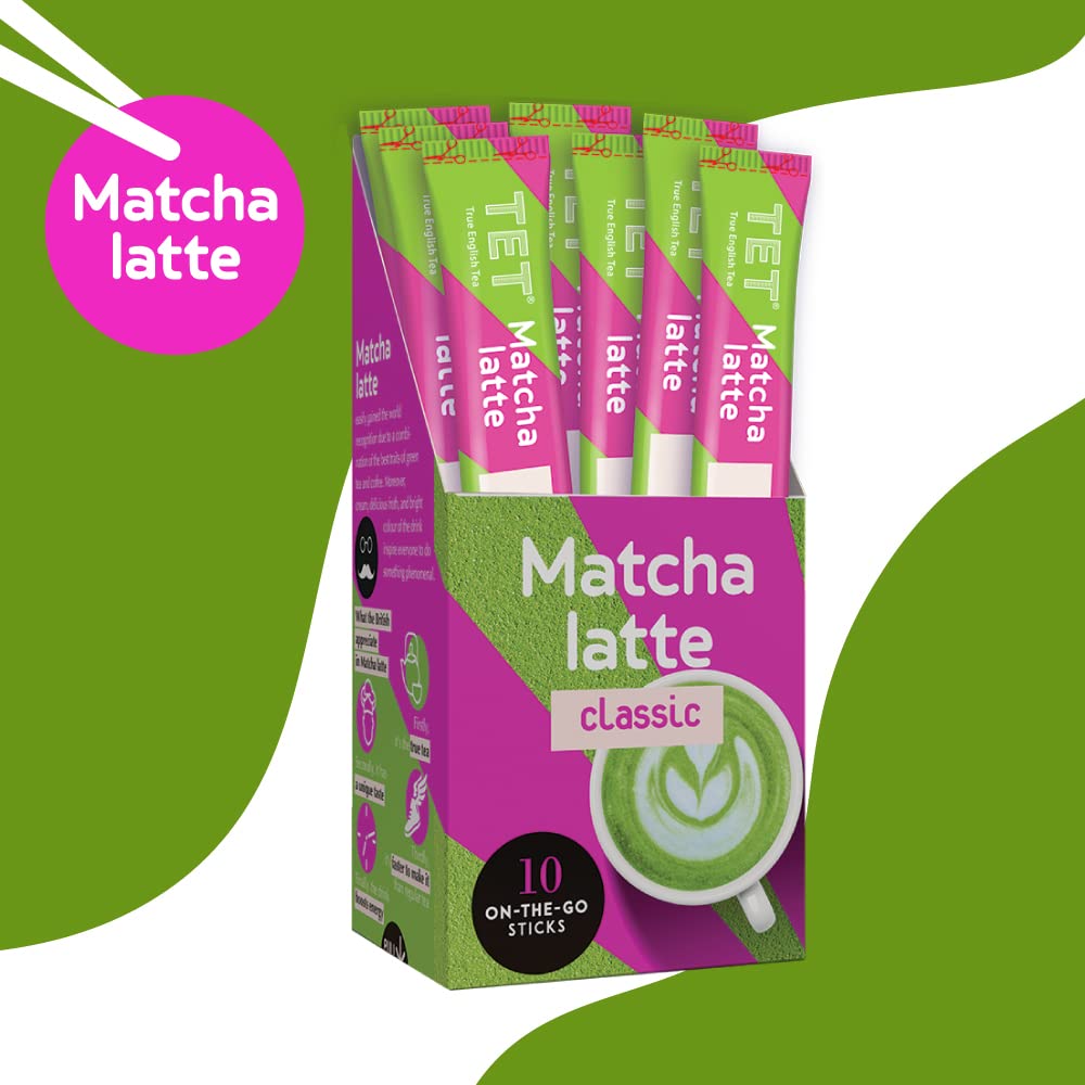 TET Matcha Latte Classic Green Tea Drink Powder Sticks | 10 x 10g Sticks | Gluten-Free 7