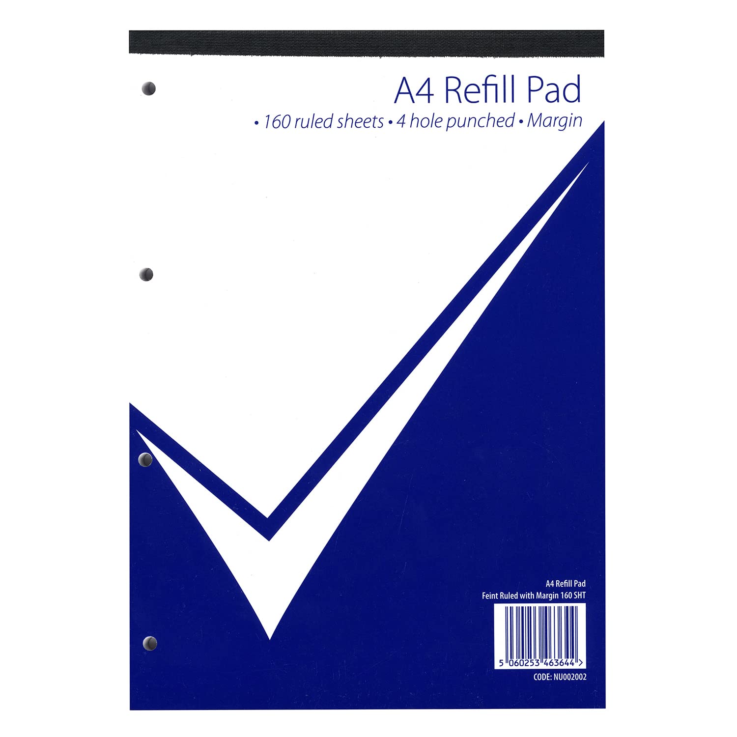 nu: Office Range A4 Refill Pad | 320 Pages | 60gsm Feint Ruled White Paper | Perforated