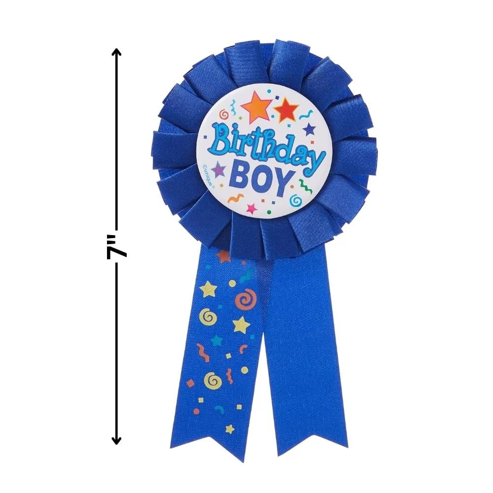 Unique Birthday Boy Multicolor Award Badge - 1 Count | 17cm x 8cm | Plastic 2