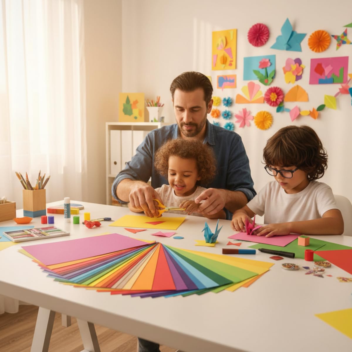 Hawksbill 130GSM A4 Coloured Paper - 50 Pack Assorted Rainbow Sheets for Arts & Crafts