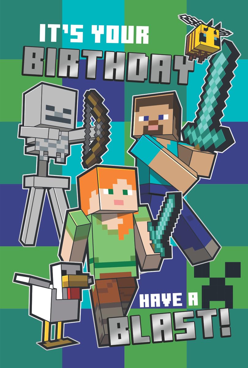 Danilo Promotions LTD Minecraft Birthday Card with Stickers | Standard Size | MN091 1