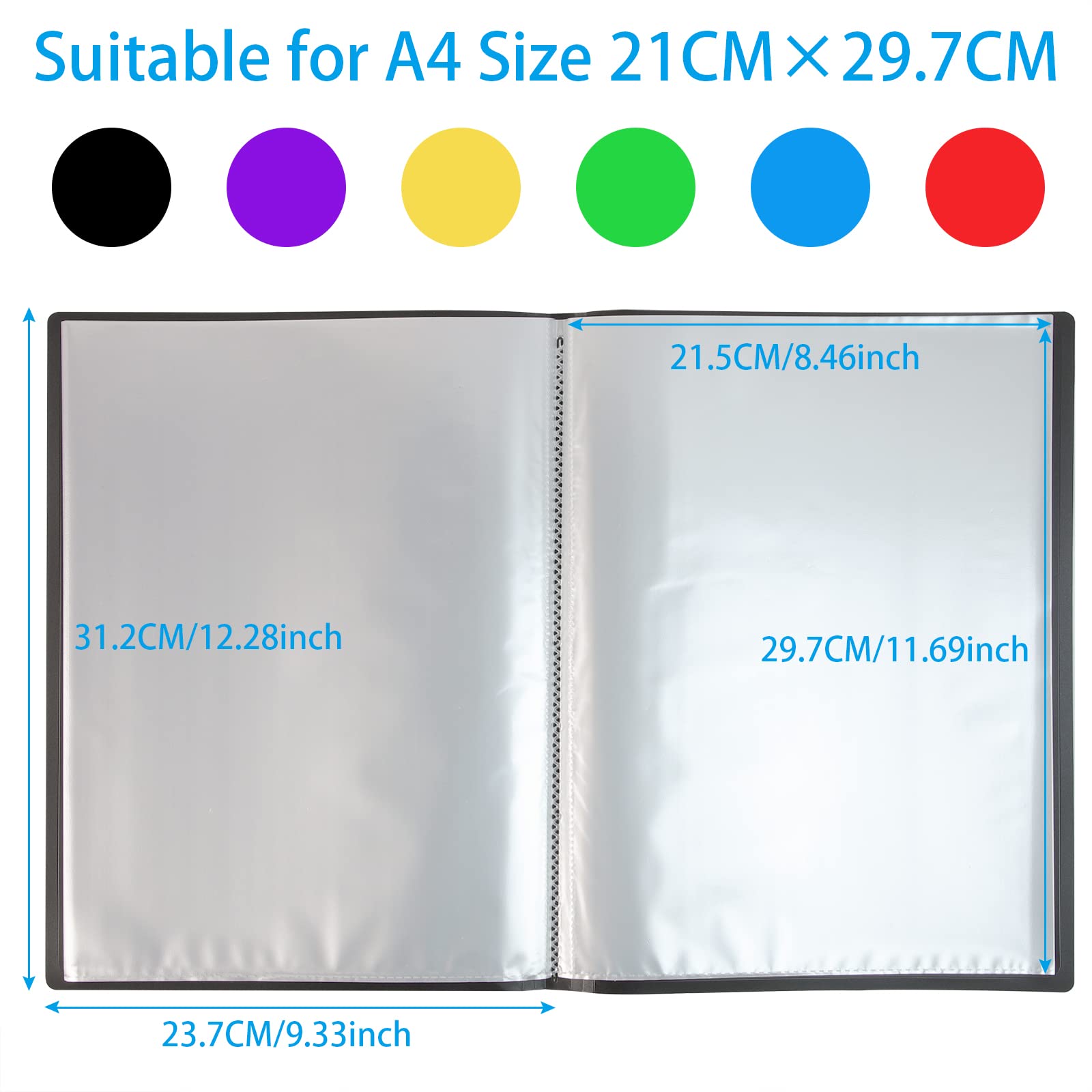 NORTHERN BROTHERS A4 Display Book Folder - 6 Pack 40 Pockets (80 Views) Plastic Presentation Folders