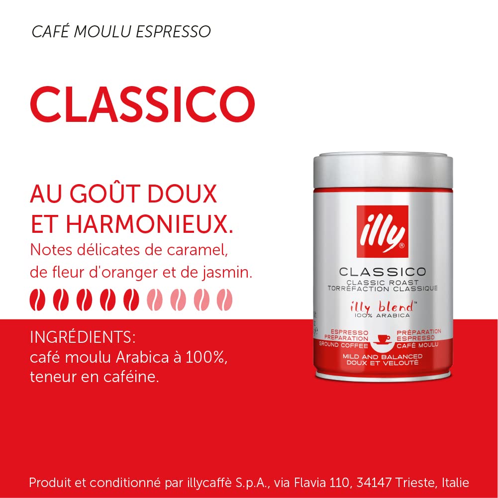 illy Classico Medium Roast Arabica Ground Coffee - 250g x 3
