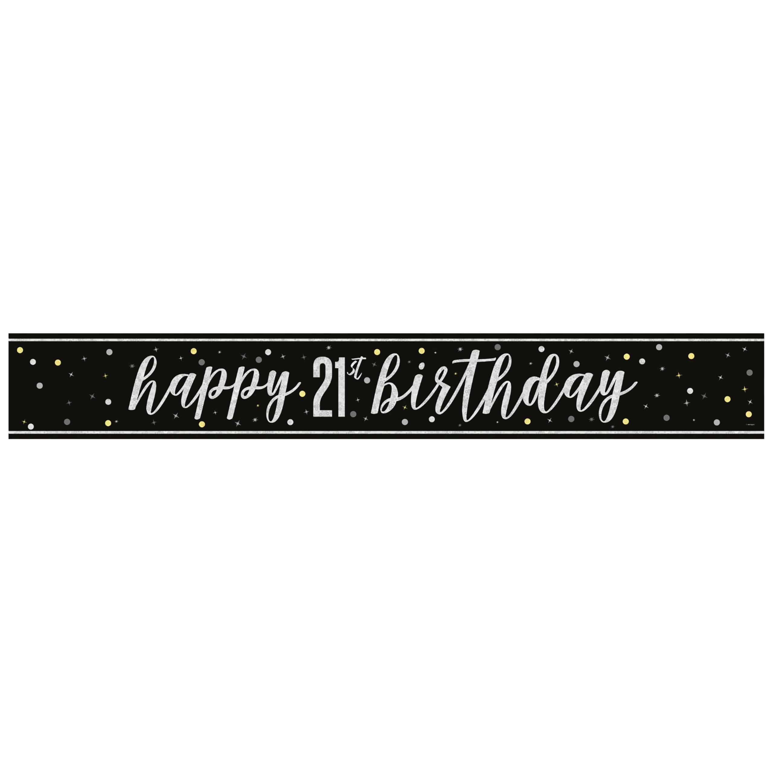 Unique Glitz Black Foil Happy 21st Birthday Banner - 2.74m Length 1