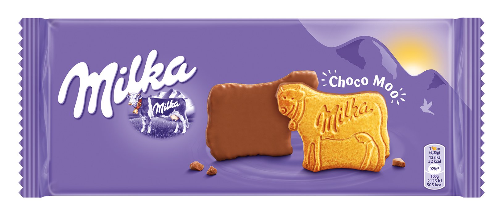Milka Choco Moo Chocolate Biscuits - Crunchy Alpine Milk Chocolate Coating | 200g Pack