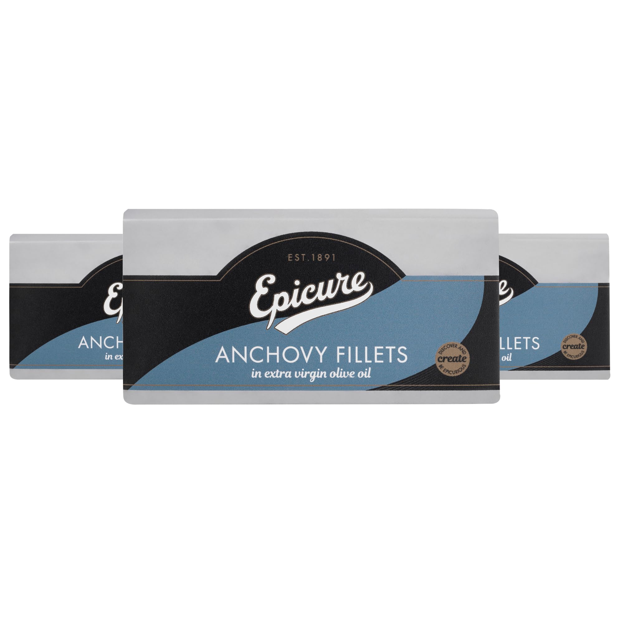 Epicure Mediterranean Anchovy Fillets in Extra Virgin Olive Oil | 50g Tin | Pack of 12 1