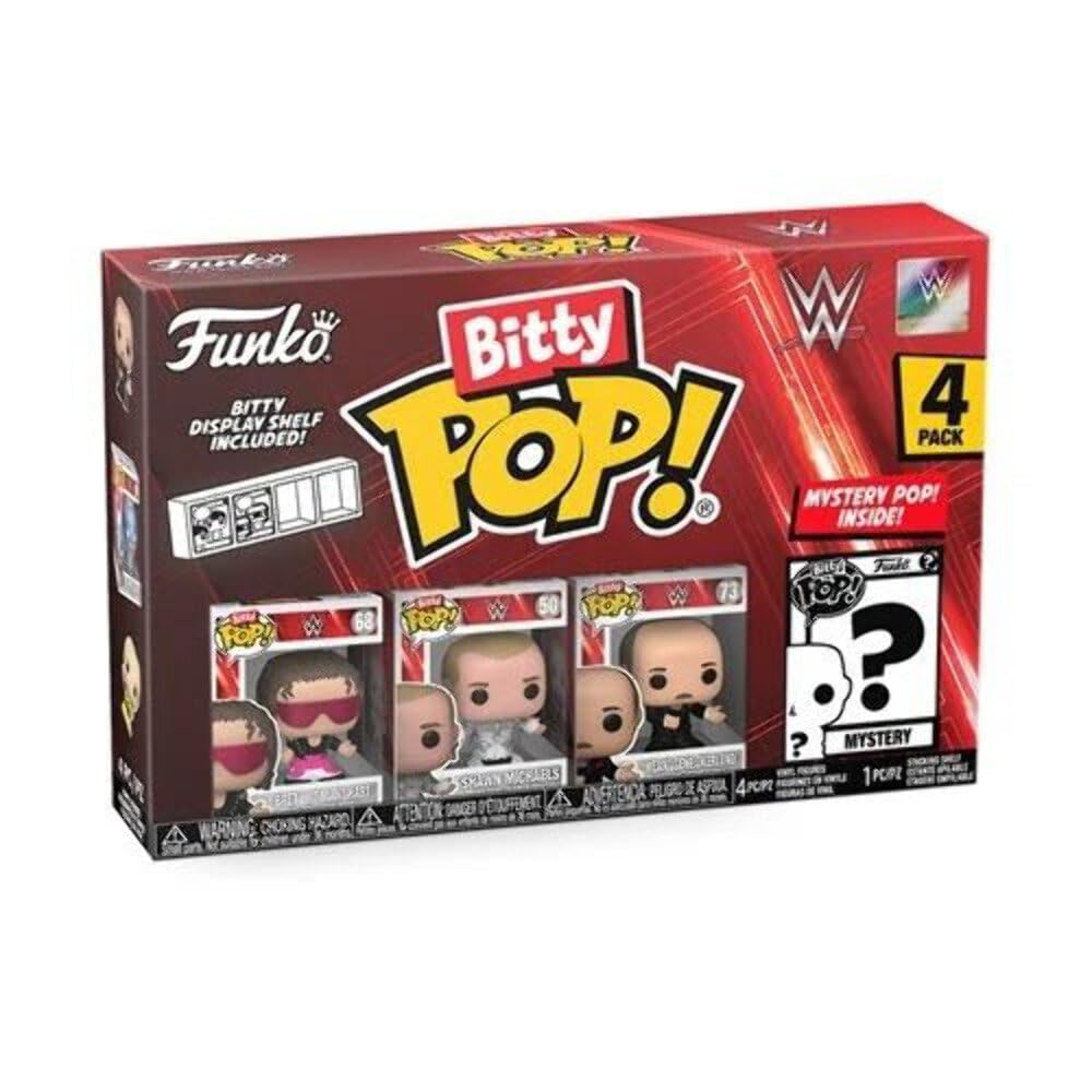 Funko Bitty POP! WWE - Bret “Hit Man” Hart, Shawn Michaels, “Mean” Gene Okerlund & Mystery Figure 4-Pack 8
