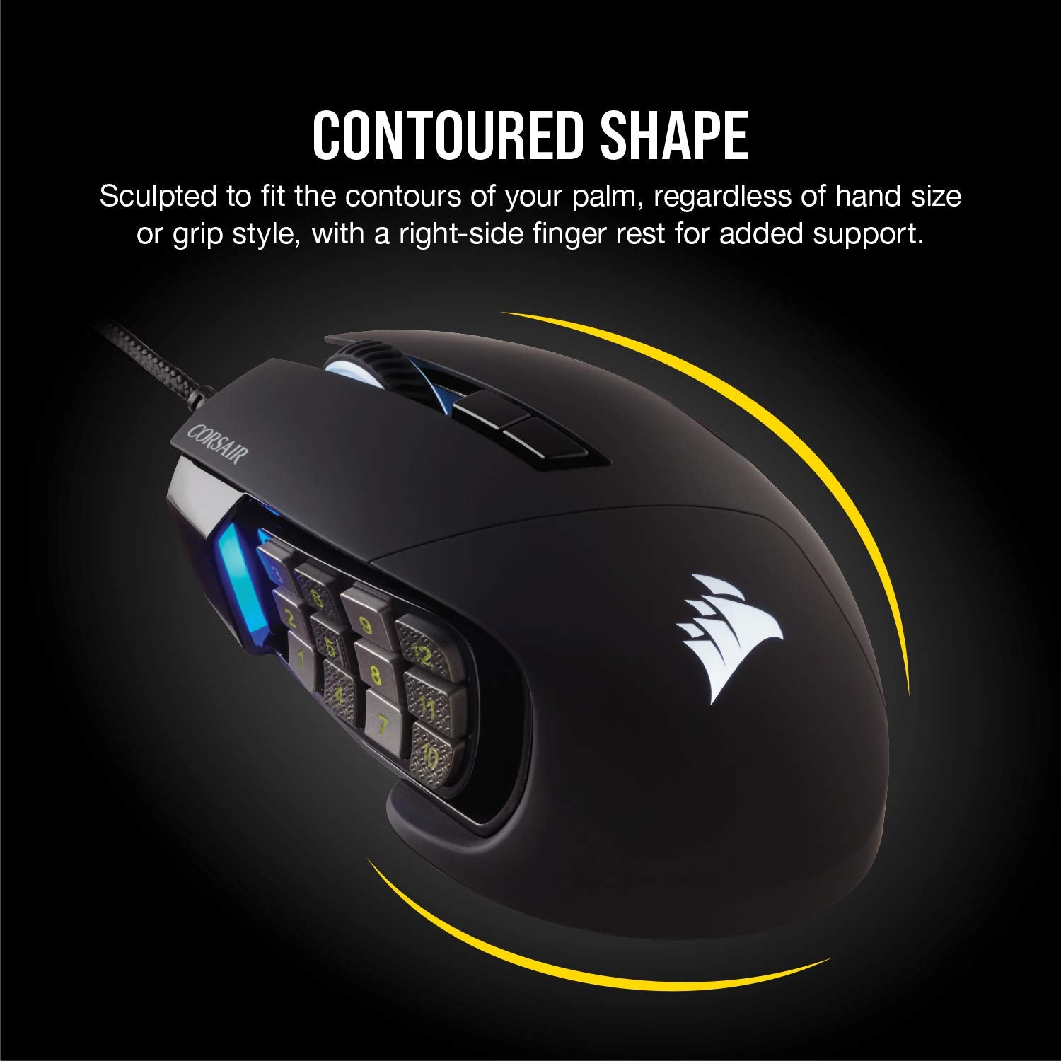 Corsair SCIMITAR RGB ELITE Wired MOBA/MMO Gaming Mouse – 18,000 DPI, 17 Buttons, Black 6