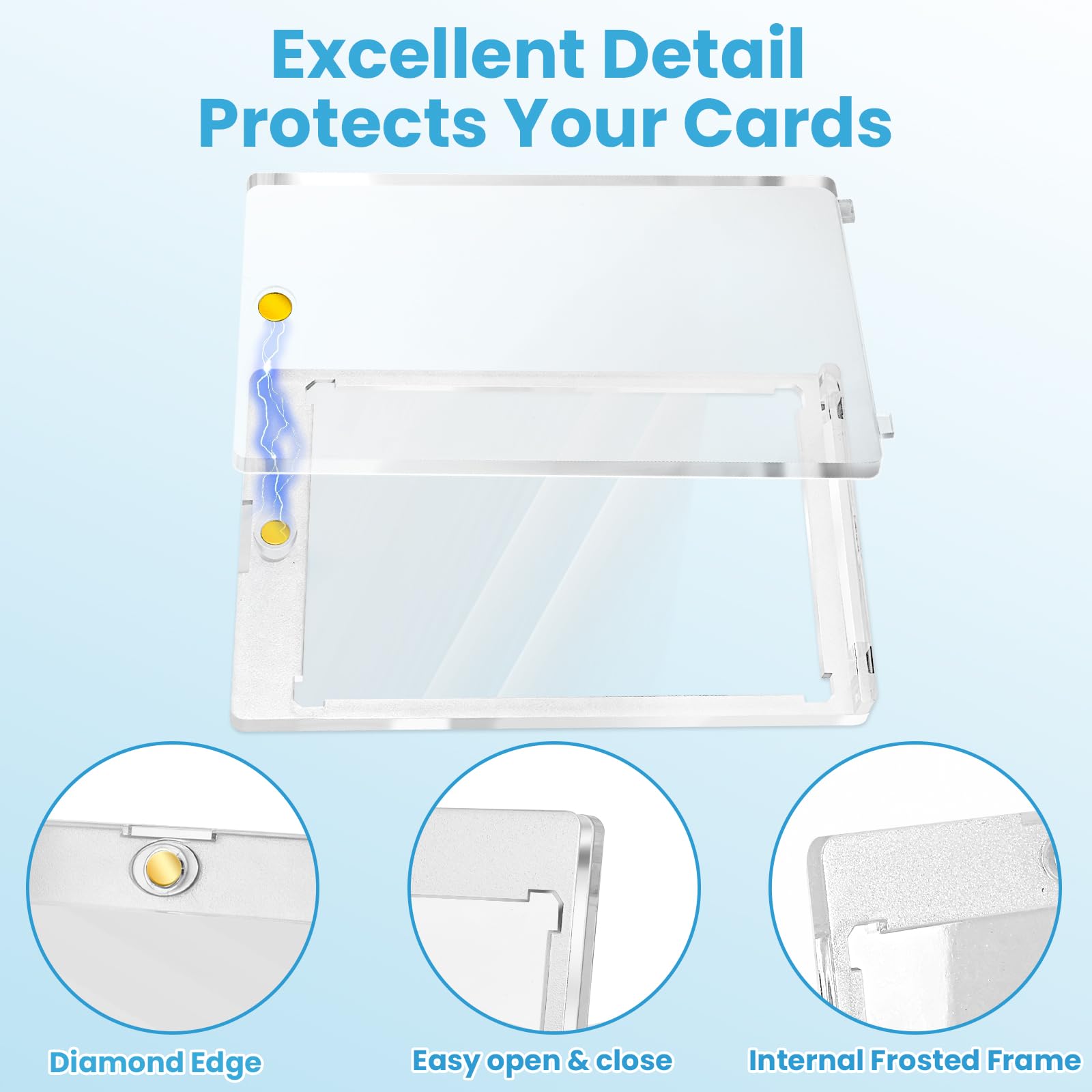 MOXYOY 10 PCS Magnetic Card Holder - 35PT Thickness Hard Acrylic Sleeves 7