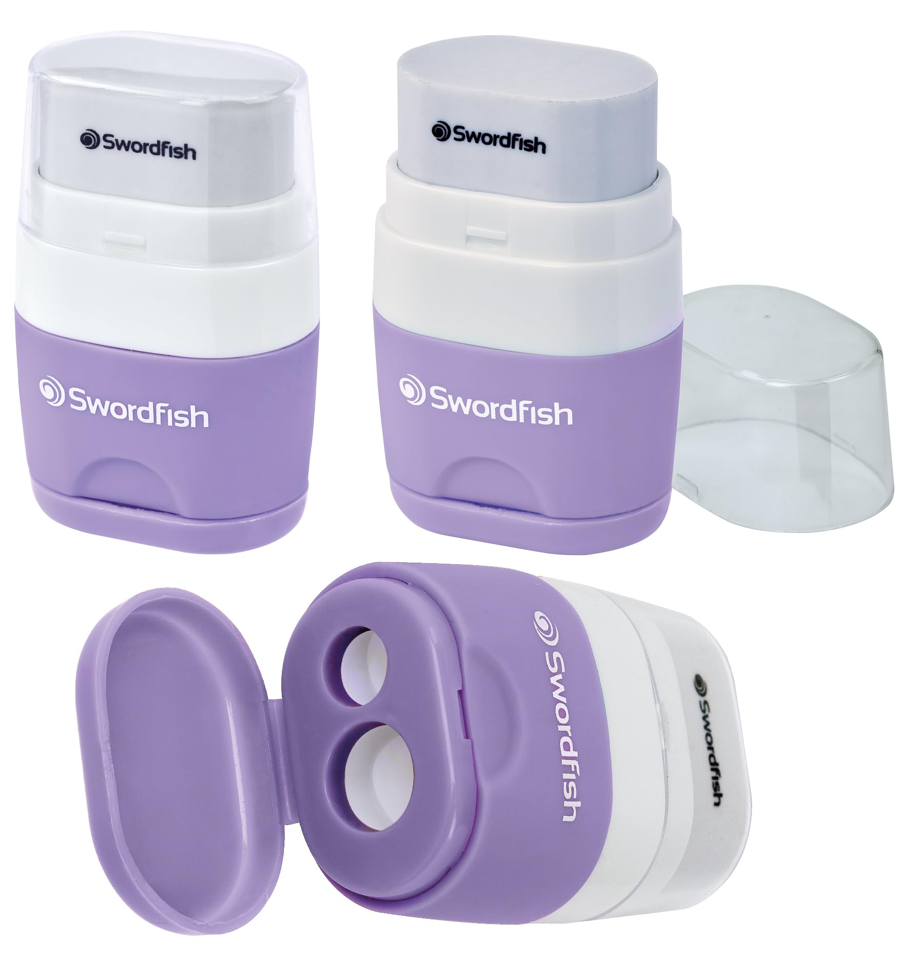 Swordfish Twin Combo Pastel 2-in-1 Pencil Sharpener and Eraser Pack