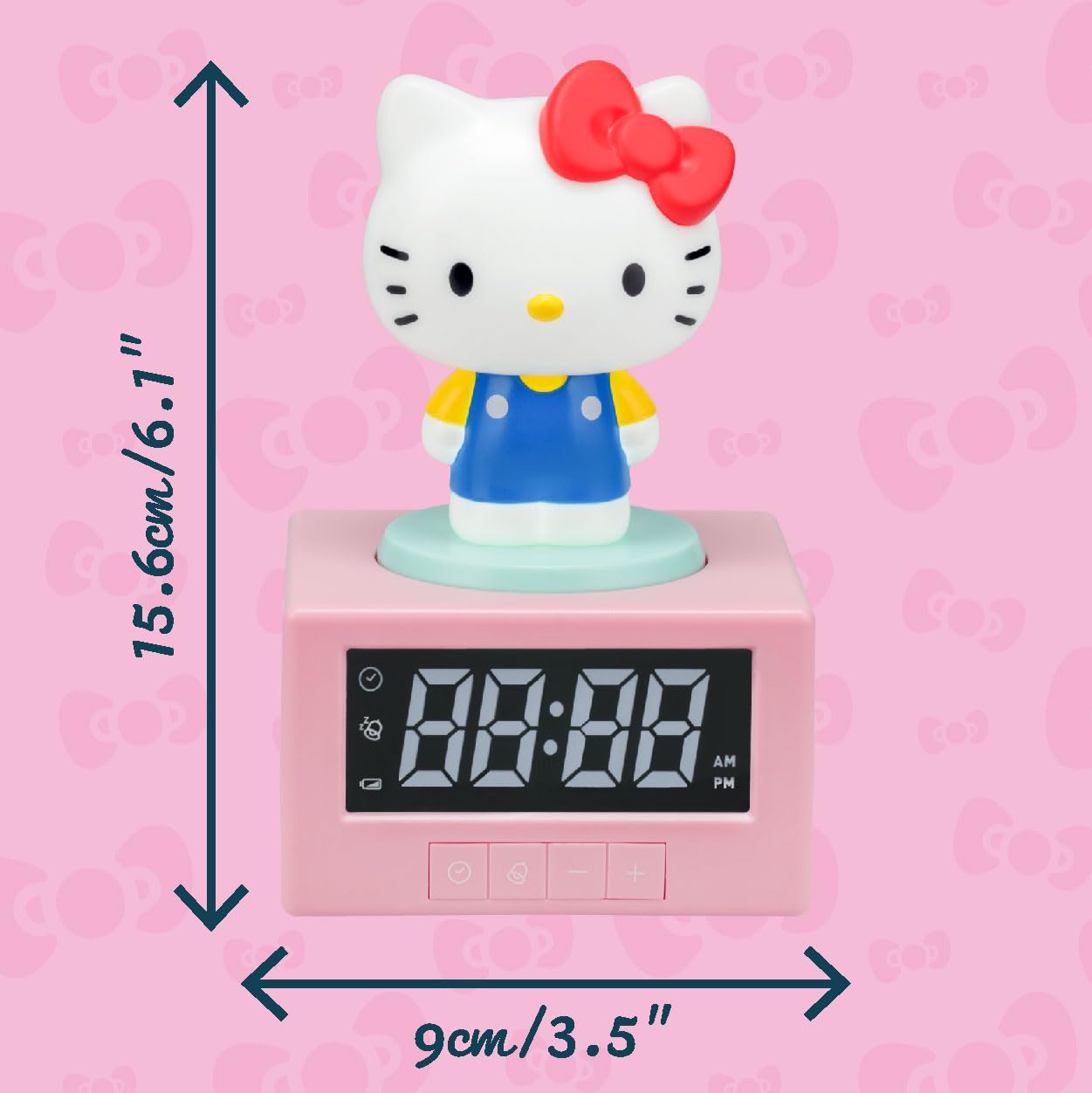 Paladone Hello Kitty Digital Alarm Clock with Night Light & Music | Battery Powered | Pink 4