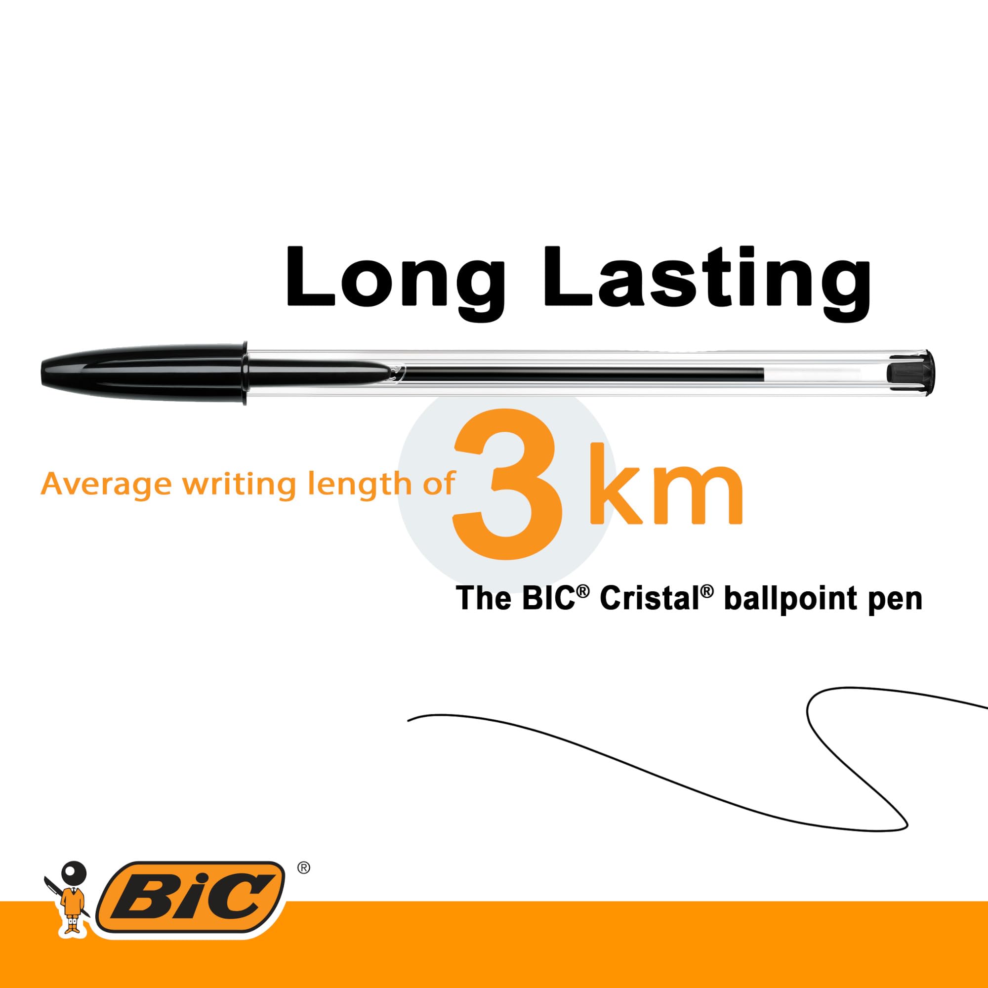 BIC Cristal Original Ballpoint Pens Medium Tip (1 mm) – Black, Box of 10 3
