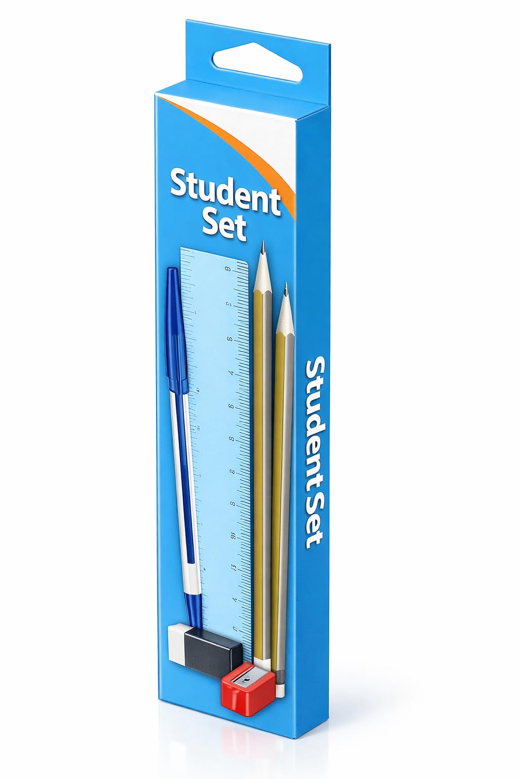 1ABOVE Student Stationery Set - 6 Pieces with HB Pencils, Blue Ball Pen, 15cm Ruler | Compact 1